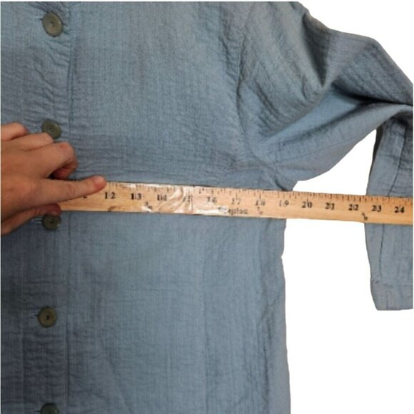 Eileen Fisher Blue Button-Up Jacket Cotton & Viscose Women's Size S - Picture 6 of 8